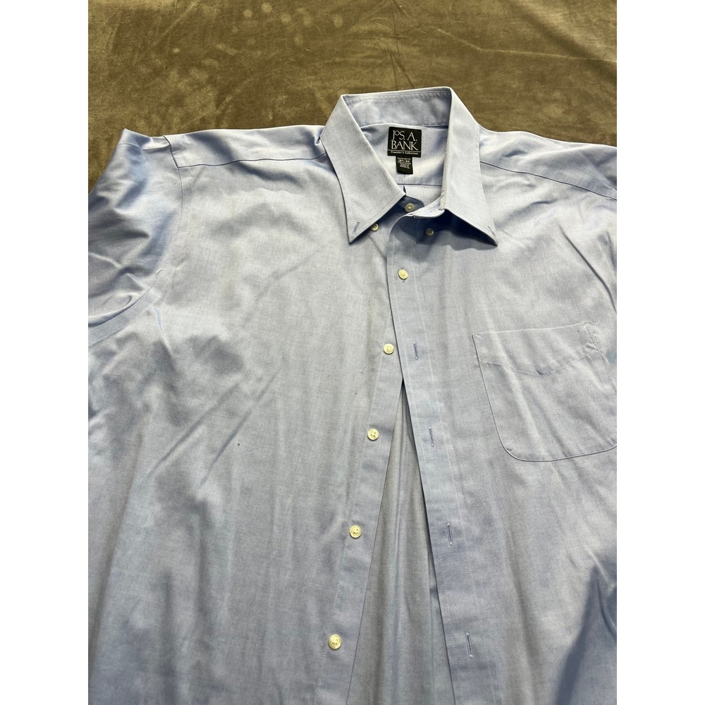 Jos A Bank Travelers Collection Mens 18.5 33 Tailored Fit Light Blue Dress Shirt